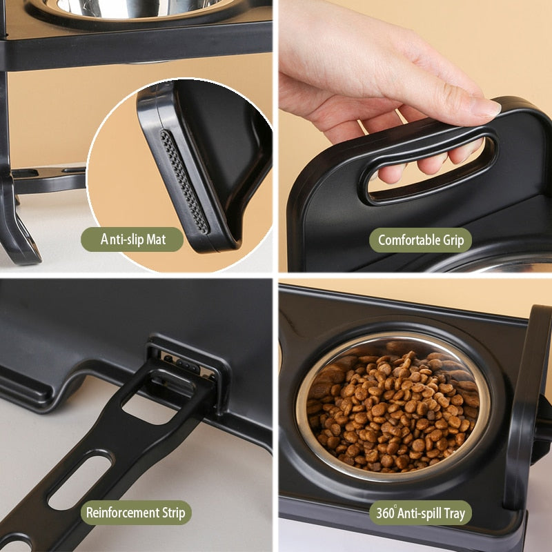 Adjustable Dog Feeding Bowl Drinker Stand