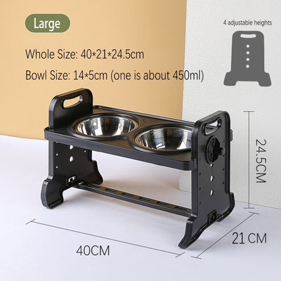 Adjustable Dog Feeding Bowl Drinker Stand