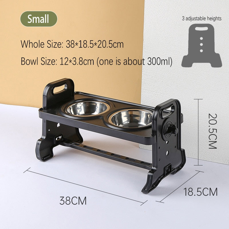 Adjustable Dog Feeding Bowl Drinker Stand