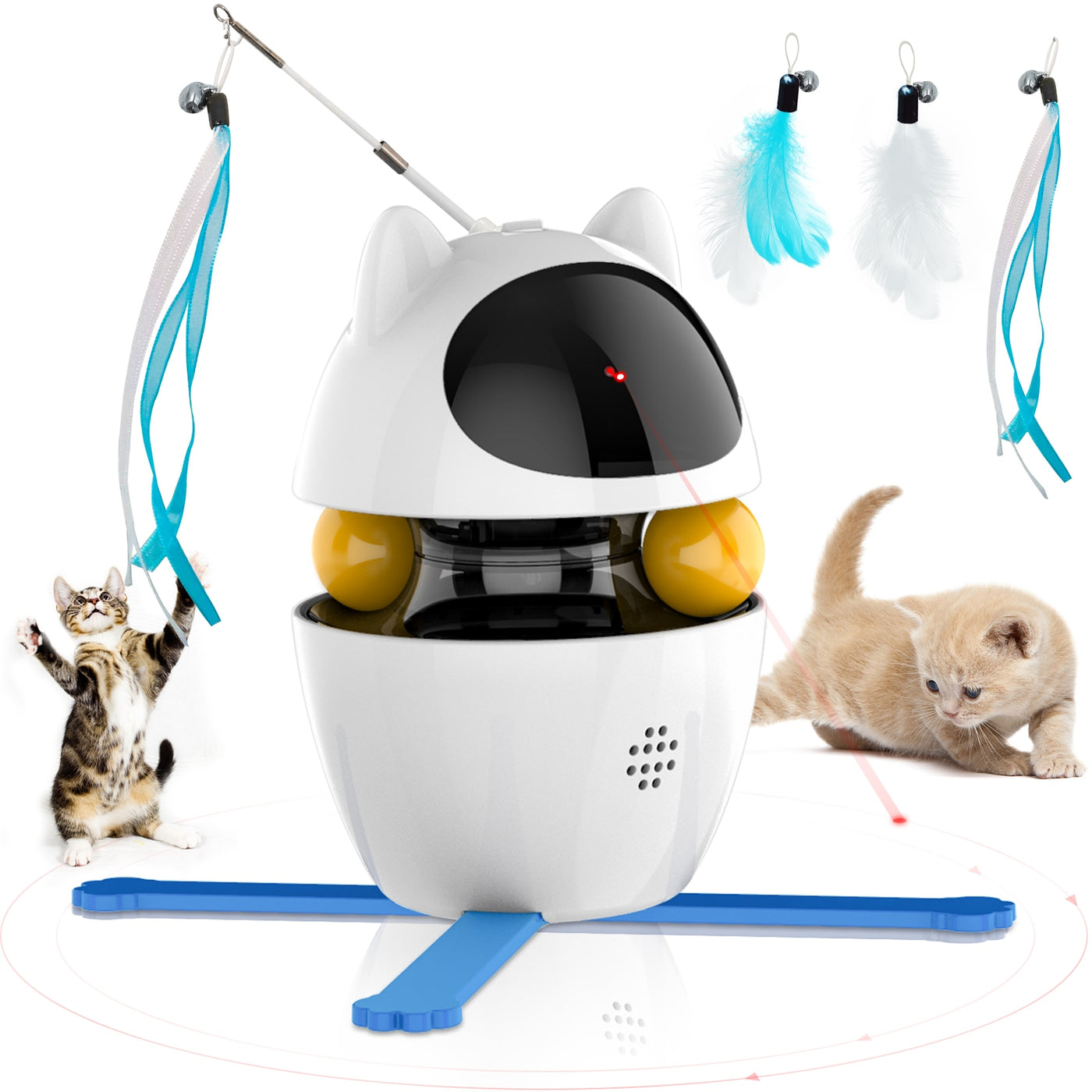 Cat Toys Indoor Electric Interactive Toys with Ball and Feather Laser Toy